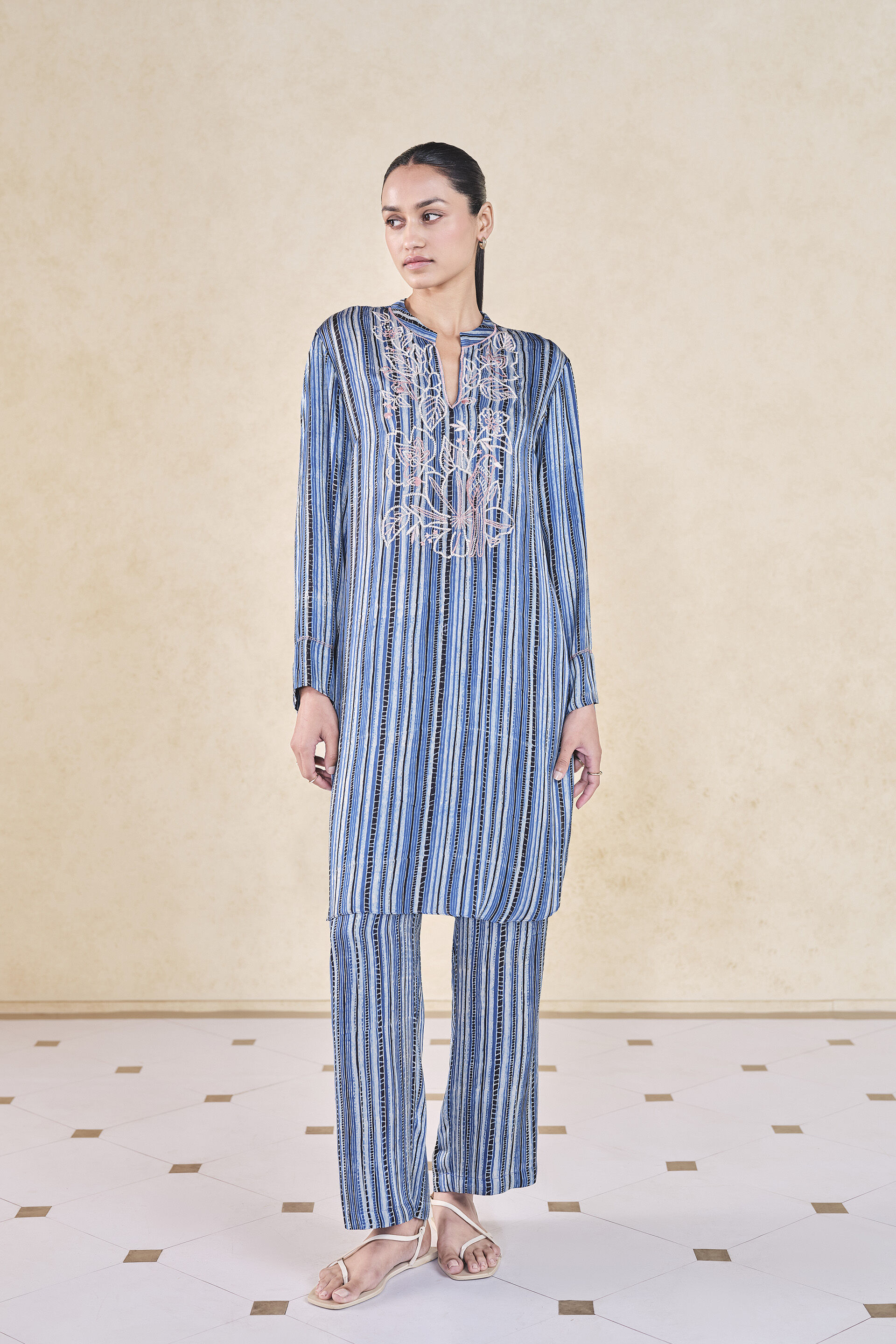 Freshwater Handcrafted Ajrakh Co-ord - Blue